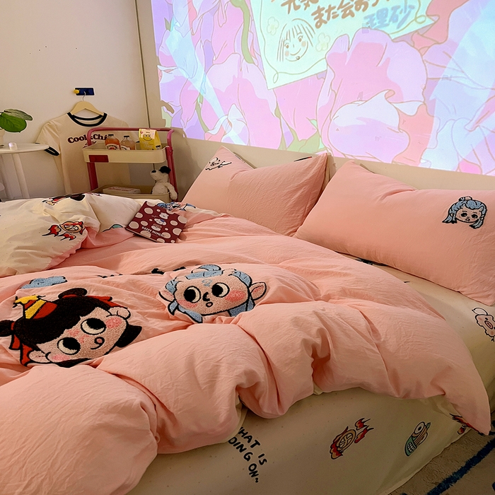 91家纺网 家纺一手货源 找家纺 （总）易辰美 2025新款超软水洗棉毛巾绣四件套-系列二