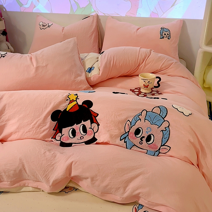 91家纺网 家纺一手货源 找家纺 （总）易辰美 2025新款超软水洗棉毛巾绣四件套-系列二