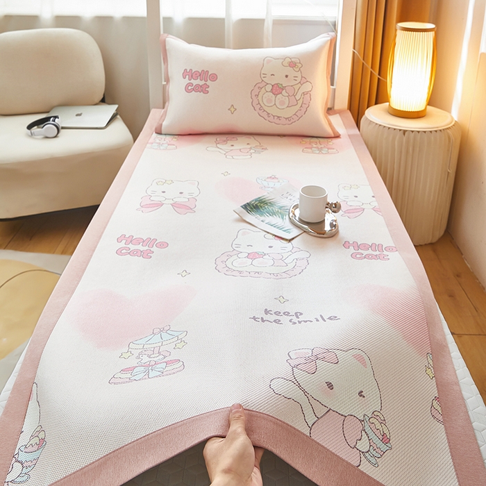 沐慕 2025新款学生床小清新印花冰藤席 猫咪公主