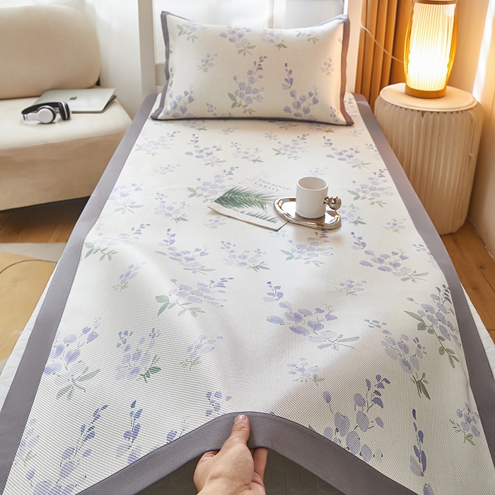 沐慕 2025新款学生床小清新印花冰藤席 薰衣草