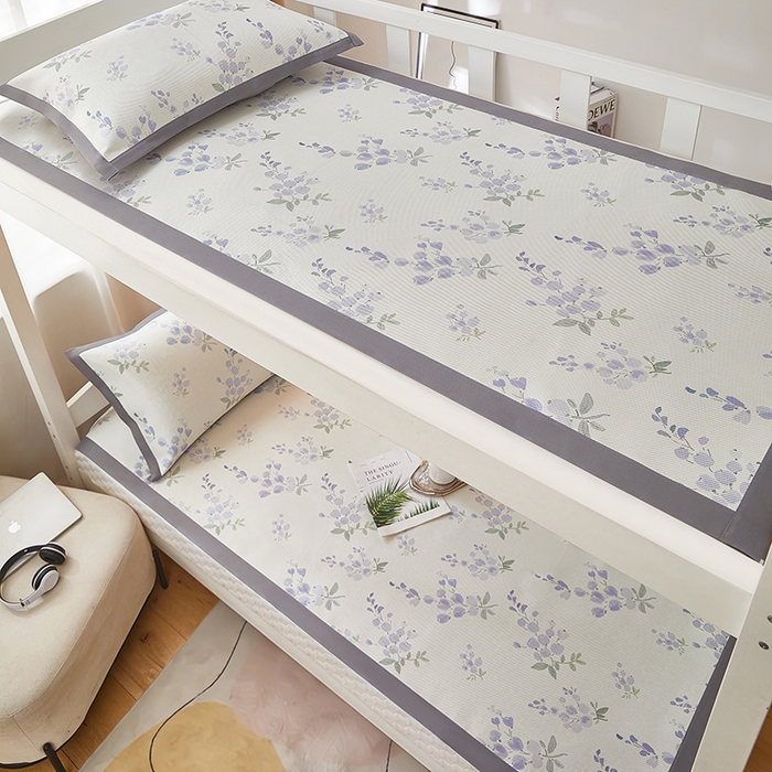 91家纺网 家纺一手货源 找家纺 沐慕 2025新款学生床小清新印花冰藤席 薰衣草