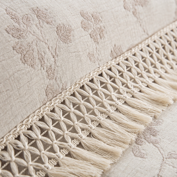 91家纺网 家纺一手货源 找家纺 鲁爱家纺供货 2025新款AB版棉麻流苏款四件套 春晖-米咖