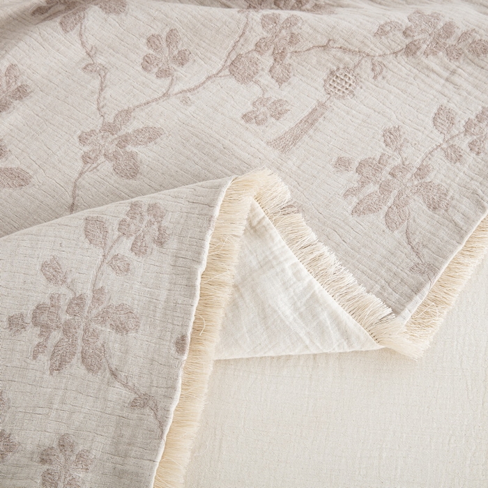 91家纺网 家纺一手货源 找家纺 鲁爱家纺供货 2025新款AB版棉麻流苏款四件套 春晖-米咖