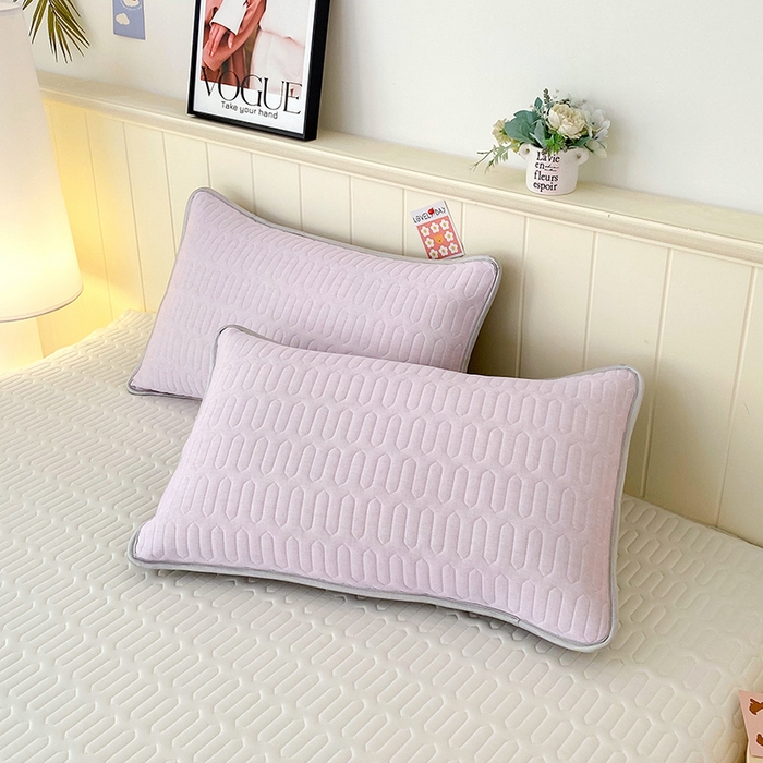 91家纺网 家纺一手货源 找家纺 芯宜佳 2025新款A类凉感丝乳胶单人枕套 肌理纹-紫