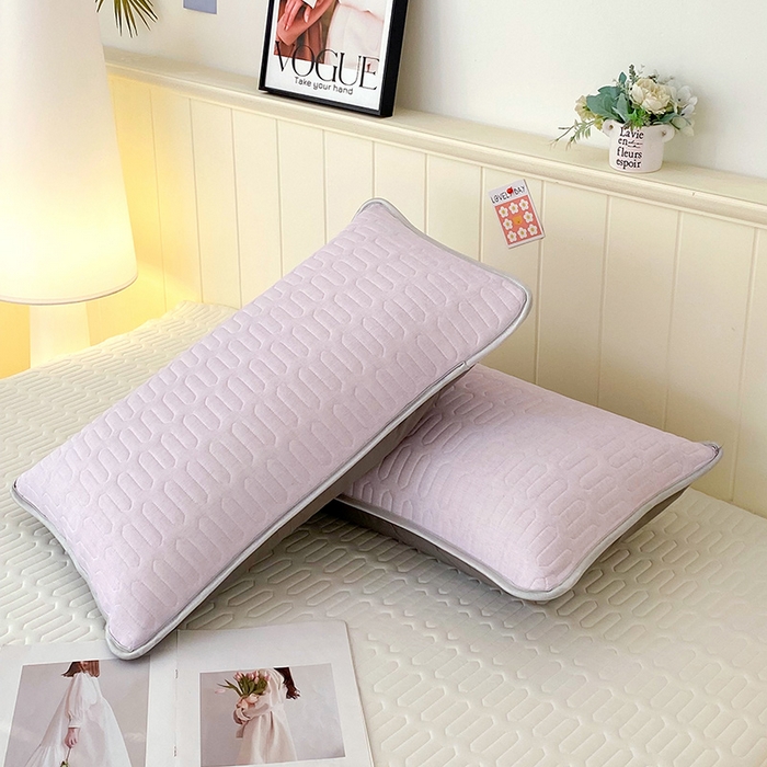 91家纺网 家纺一手货源 找家纺 芯宜佳 2025新款A类凉感丝乳胶单人枕套 肌理纹-紫