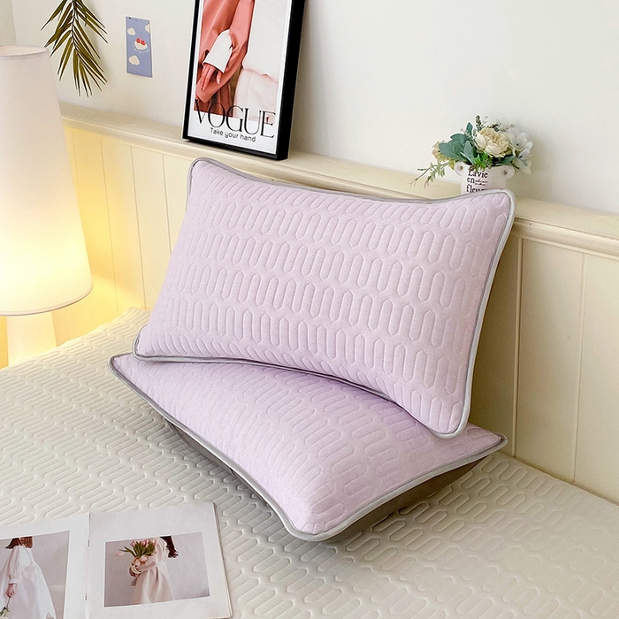 91家纺网 家纺一手货源 找家纺 芯宜佳 2025新款A类凉感丝乳胶单人枕套 肌理纹-紫