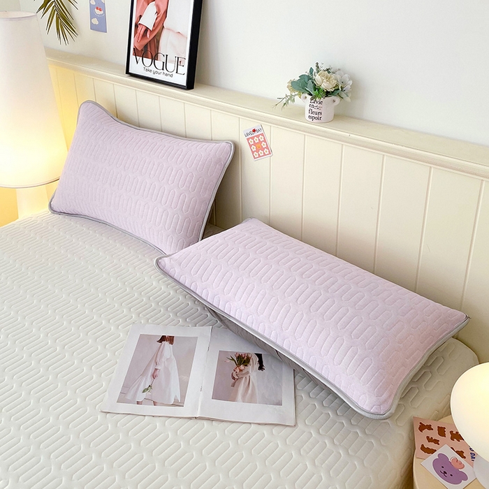 91家纺网 家纺一手货源 找家纺 芯宜佳 2025新款A类凉感丝乳胶单人枕套 肌理纹-紫