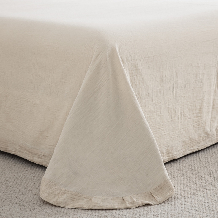 91家纺网 家纺一手货源 找家纺 鲁爱家纺供货 2025新款AB版棉麻流苏款四件套 春晖-原白