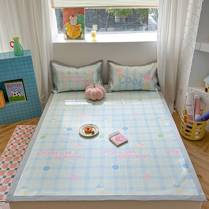 91家纺网 家纺一手货源 找家纺 （总）沐慕 2025新款时尚数码印花600D冰丝凉席系列