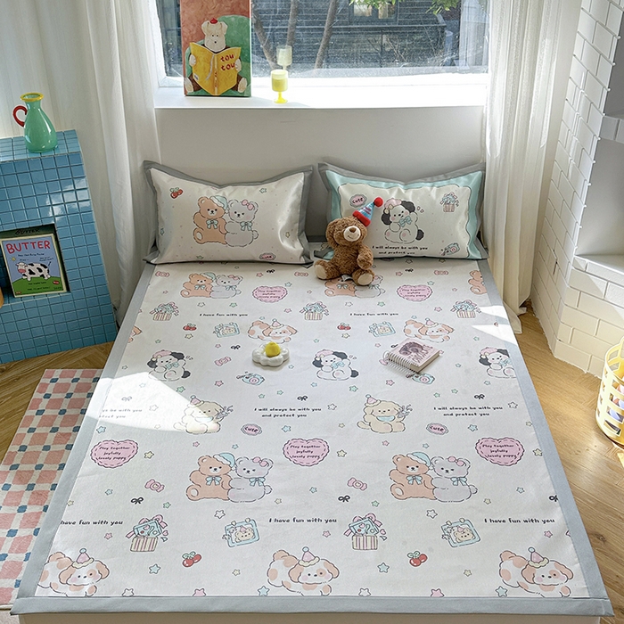 91家纺网 家纺一手货源 找家纺 （总）沐慕 2025新款时尚数码印花600D冰丝凉席系列