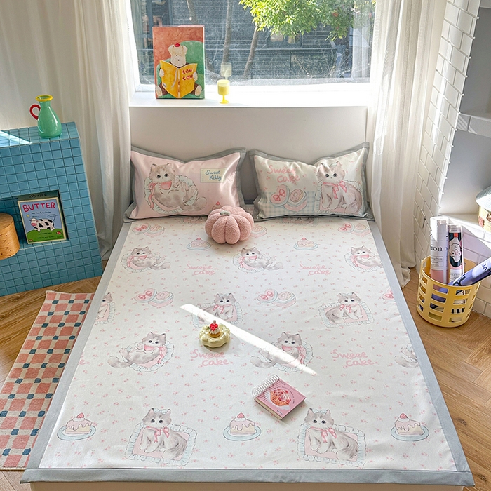 91家纺网 家纺一手货源 找家纺 （总）沐慕 2025新款时尚数码印花600D冰丝凉席系列