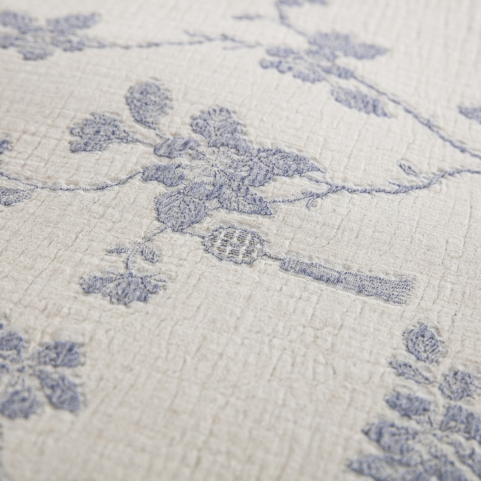 91家纺网 家纺一手货源 找家纺 鲁爱家纺供货 2025新款AB版棉麻流苏款四件套 春晖-蓝白