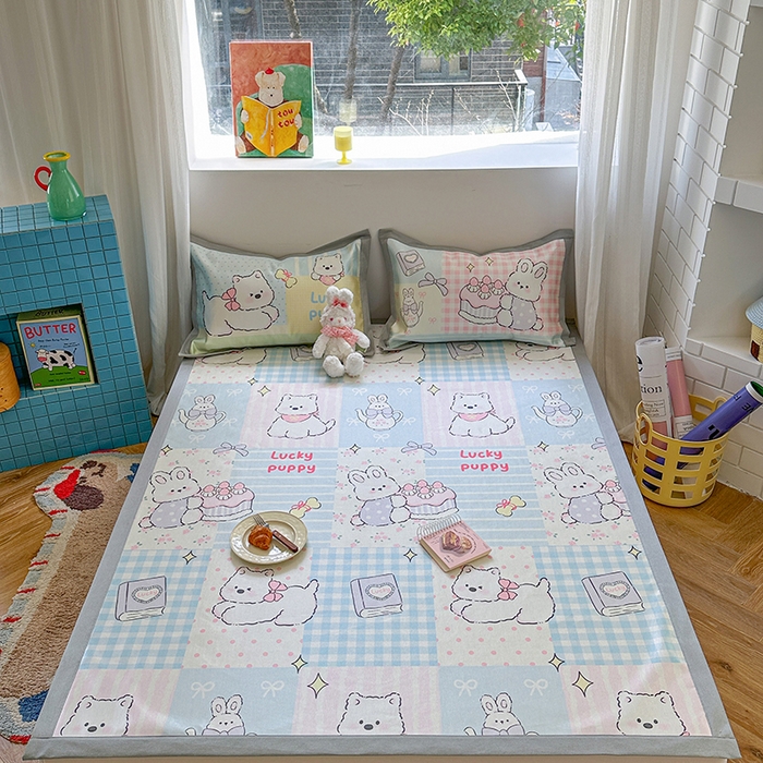 91家纺网 家纺一手货源 找家纺 （总）沐慕 2025新款时尚数码印花600D冰丝凉席系列