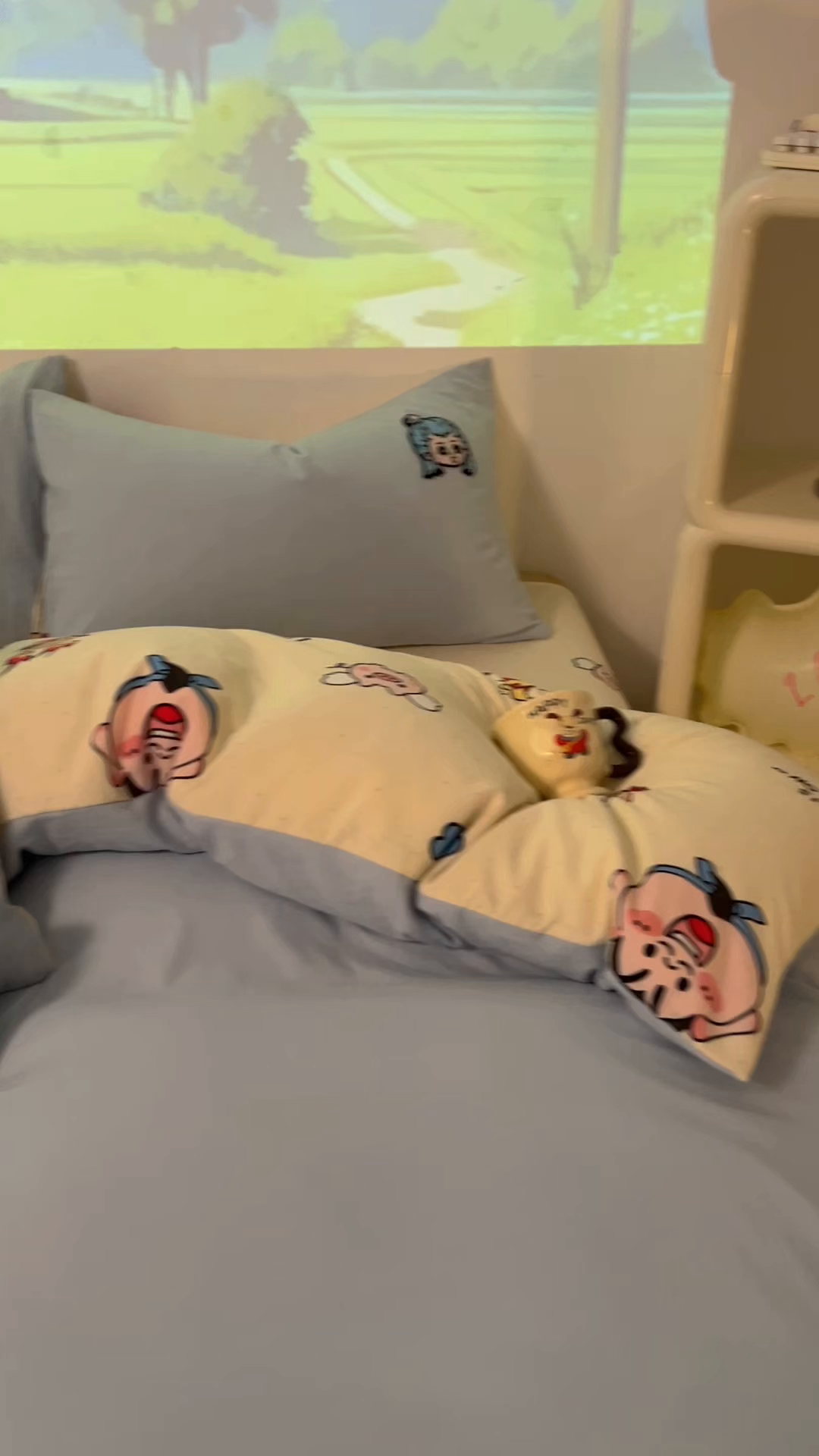 91家纺网 家纺一手货源 找家纺 易辰美 2025新款超软水洗棉毛巾绣四件套-系列二 哪吒敖冰兰