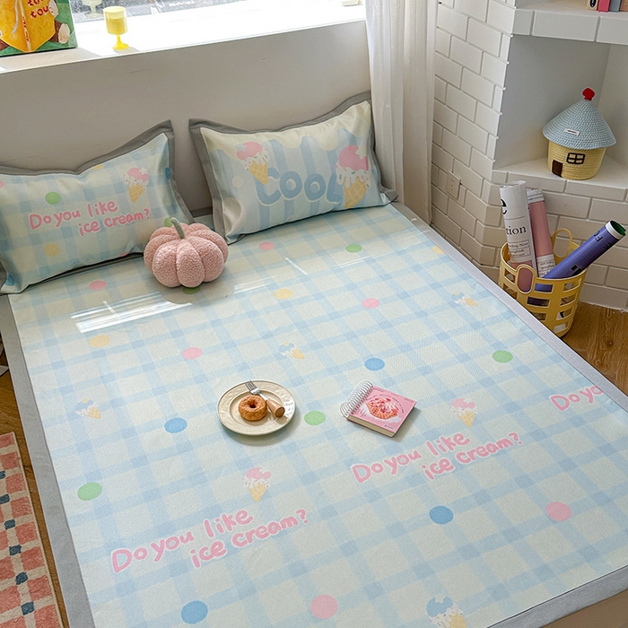 91家纺网 家纺一手货源 找家纺 沐慕 2025新款时尚数码印花600D冰丝凉席系列 冰丝-多巴胺