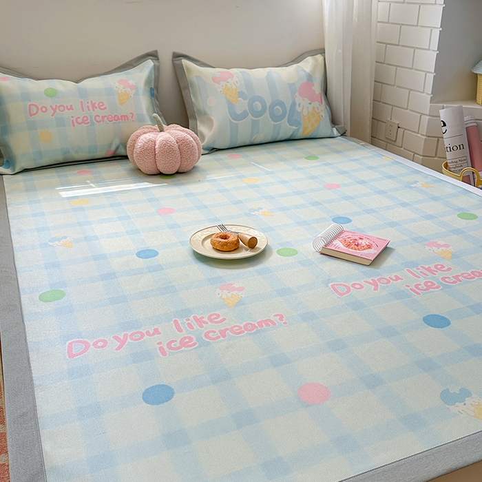 91家纺网 家纺一手货源 找家纺 沐慕 2025新款时尚数码印花600D冰丝凉席系列 冰丝-多巴胺