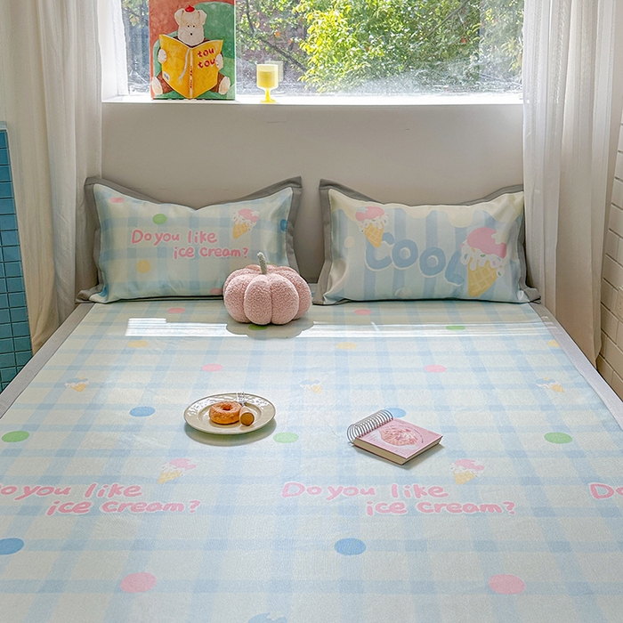 91家纺网 家纺一手货源 找家纺 沐慕 2025新款时尚数码印花600D冰丝凉席系列 冰丝-多巴胺