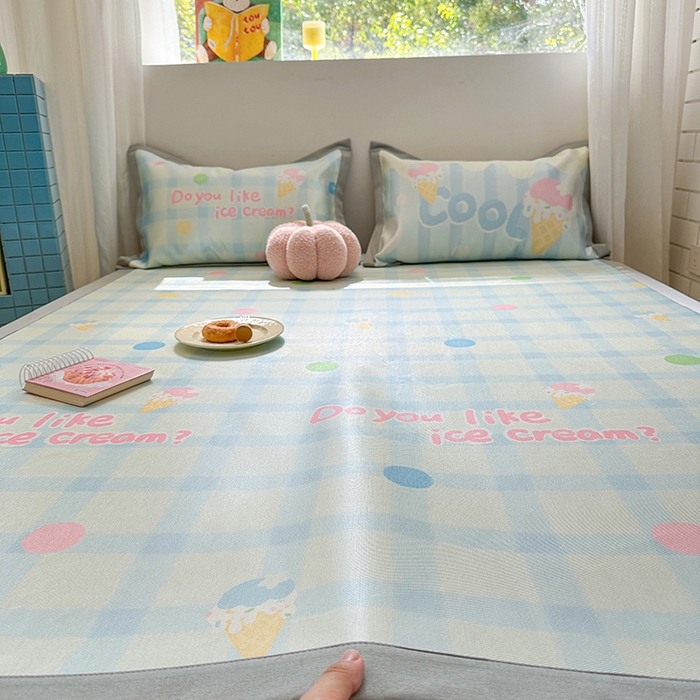 91家纺网 家纺一手货源 找家纺 沐慕 2025新款时尚数码印花600D冰丝凉席系列 冰丝-多巴胺