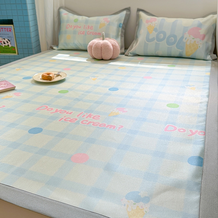 91家纺网 家纺一手货源 找家纺 沐慕 2025新款时尚数码印花600D冰丝凉席系列 冰丝-多巴胺