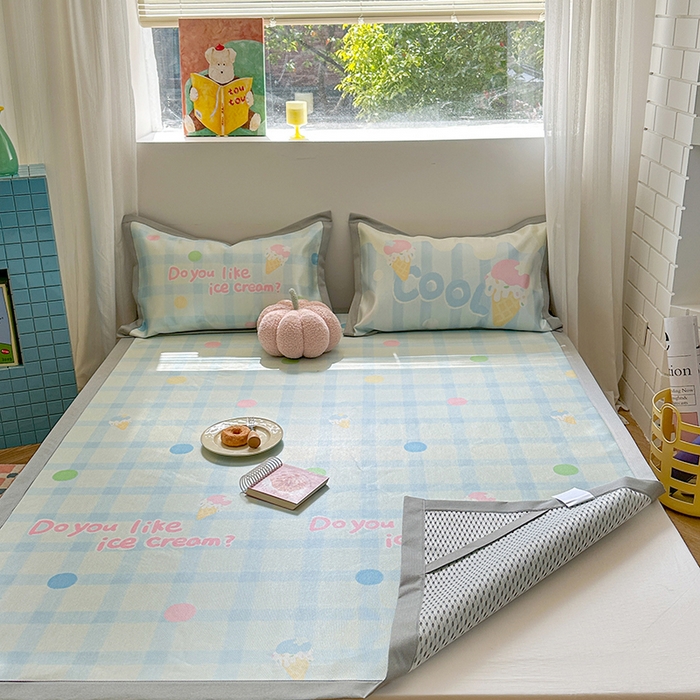 91家纺网 家纺一手货源 找家纺 沐慕 2025新款时尚数码印花600D冰丝凉席系列 冰丝-多巴胺