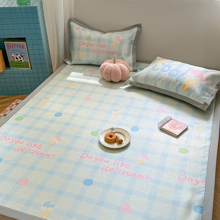 91家纺网 家纺一手货源 找家纺 沐慕 2025新款时尚数码印花600D冰丝凉席系列 冰丝-多巴胺