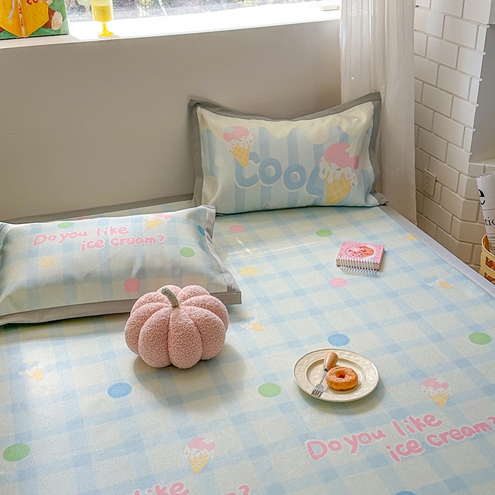 91家纺网 家纺一手货源 找家纺 沐慕 2025新款时尚数码印花600D冰丝凉席系列 冰丝-多巴胺