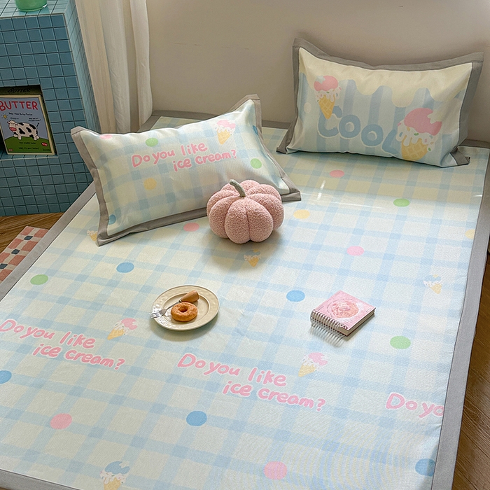 91家纺网 家纺一手货源 找家纺 沐慕 2025新款时尚数码印花600D冰丝凉席系列 冰丝-多巴胺