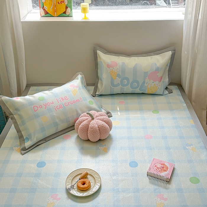 91家纺网 家纺一手货源 找家纺 沐慕 2025新款时尚数码印花600D冰丝凉席系列 冰丝-多巴胺