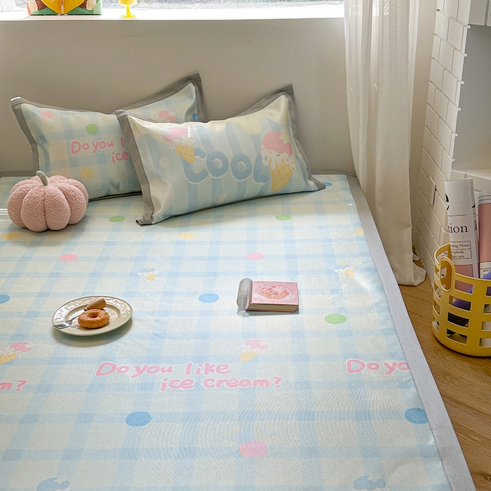 91家纺网 家纺一手货源 找家纺 沐慕 2025新款时尚数码印花600D冰丝凉席系列 冰丝-多巴胺