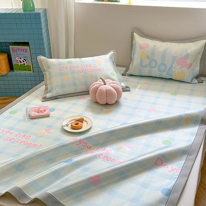 91家纺网 家纺一手货源 找家纺 沐慕 2025新款时尚数码印花600D冰丝凉席系列 冰丝-多巴胺