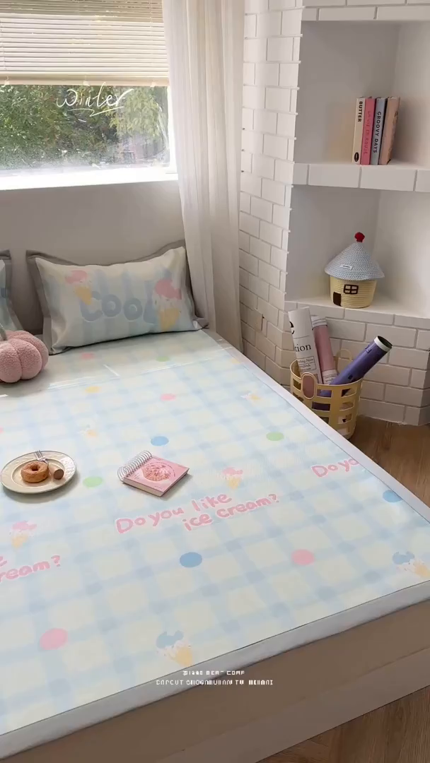 91家纺网 家纺一手货源 找家纺 沐慕 2025新款时尚数码印花600D冰丝凉席系列 冰丝-多巴胺