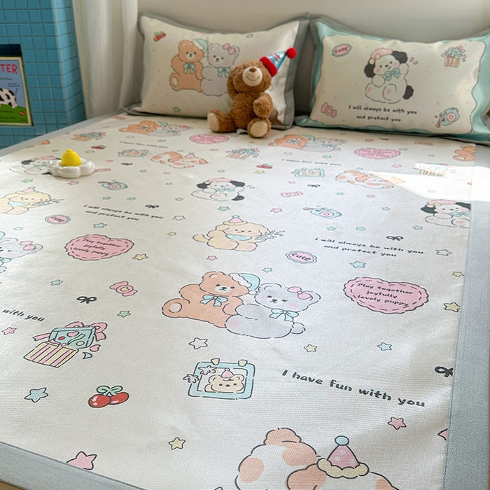 91家纺网 家纺一手货源 找家纺 沐慕 2025新款时尚数码印花600D冰丝凉席系列 冰丝-好伙伴