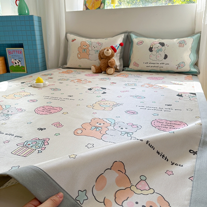 91家纺网 家纺一手货源 找家纺 沐慕 2025新款时尚数码印花600D冰丝凉席系列 冰丝-好伙伴