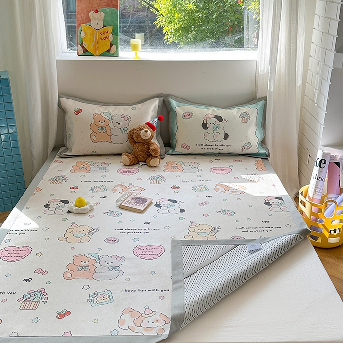 91家纺网 家纺一手货源 找家纺 沐慕 2025新款时尚数码印花600D冰丝凉席系列 冰丝-好伙伴