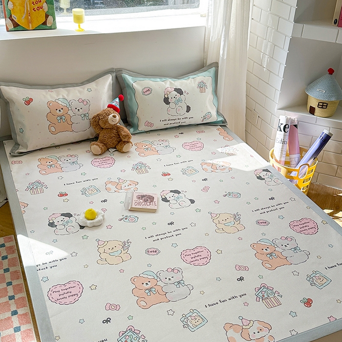 91家纺网 家纺一手货源 找家纺 沐慕 2025新款时尚数码印花600D冰丝凉席系列 冰丝-好伙伴