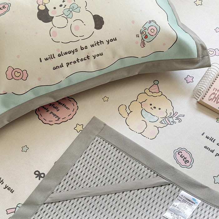 91家纺网 家纺一手货源 找家纺 沐慕 2025新款时尚数码印花600D冰丝凉席系列 冰丝-好伙伴