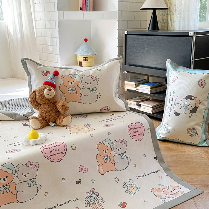 91家纺网 家纺一手货源 找家纺 沐慕 2025新款时尚数码印花600D冰丝凉席系列 冰丝-好伙伴