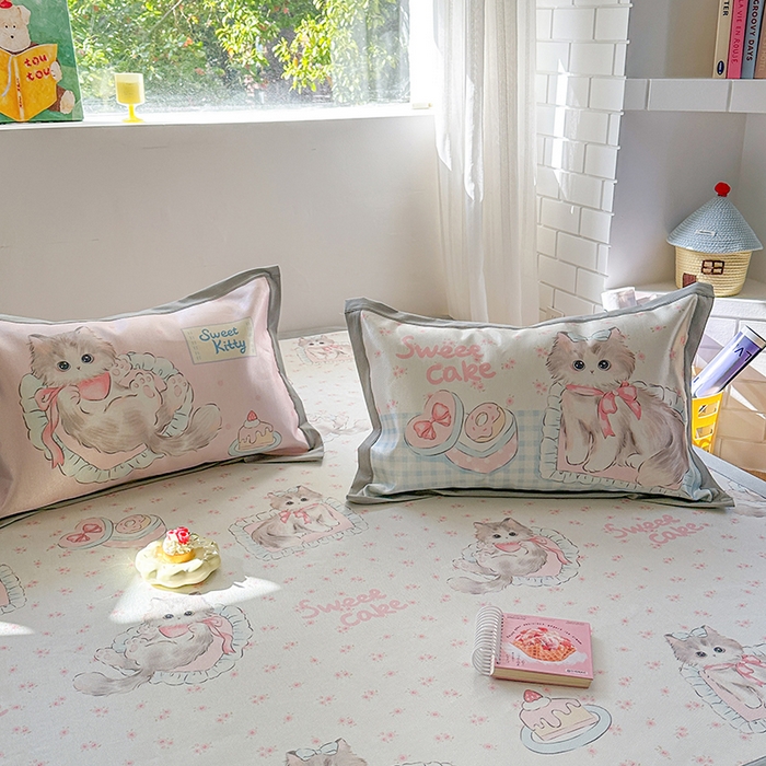 91家纺网 家纺一手货源 找家纺 沐慕 2025新款时尚数码印花600D冰丝凉席系列 冰丝-玫瑰粉喵