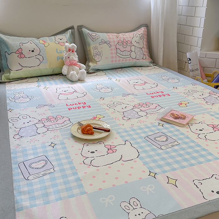 91家纺网 家纺一手货源 找家纺 沐慕 2025新款时尚数码印花600D冰丝凉席系列 冰丝-甜心宝贝