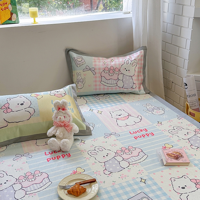 91家纺网 家纺一手货源 找家纺 沐慕 2025新款时尚数码印花600D冰丝凉席系列 冰丝-甜心宝贝