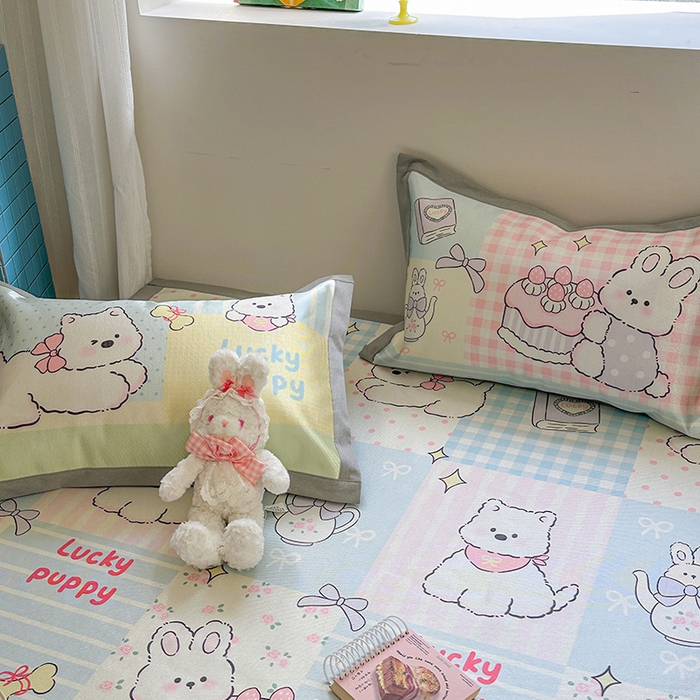 91家纺网 家纺一手货源 找家纺 沐慕 2025新款时尚数码印花600D冰丝凉席系列 冰丝-甜心宝贝