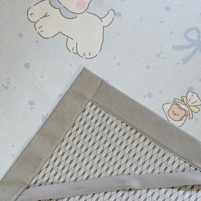 91家纺网 家纺一手货源 找家纺 沐慕 2025新款时尚数码印花600D冰丝凉席系列 冰丝-西高地蓝