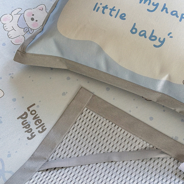 91家纺网 家纺一手货源 找家纺 沐慕 2025新款时尚数码印花600D冰丝凉席系列 冰丝-西高地蓝