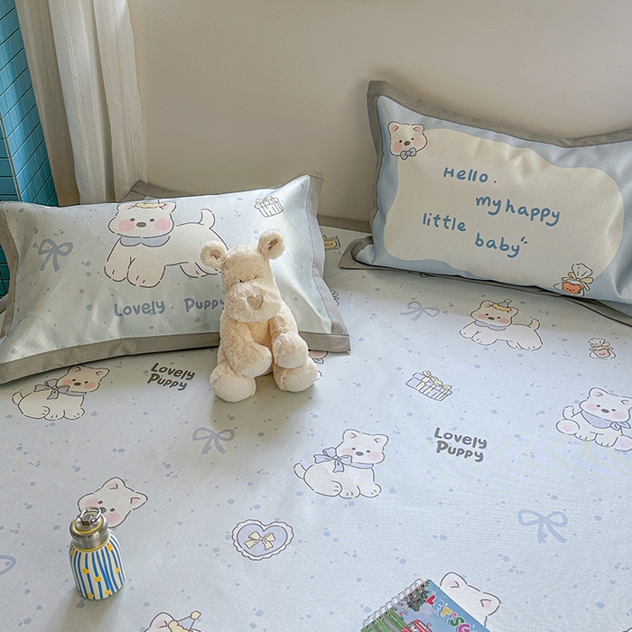 91家纺网 家纺一手货源 找家纺 沐慕 2025新款时尚数码印花600D冰丝凉席系列 冰丝-西高地蓝