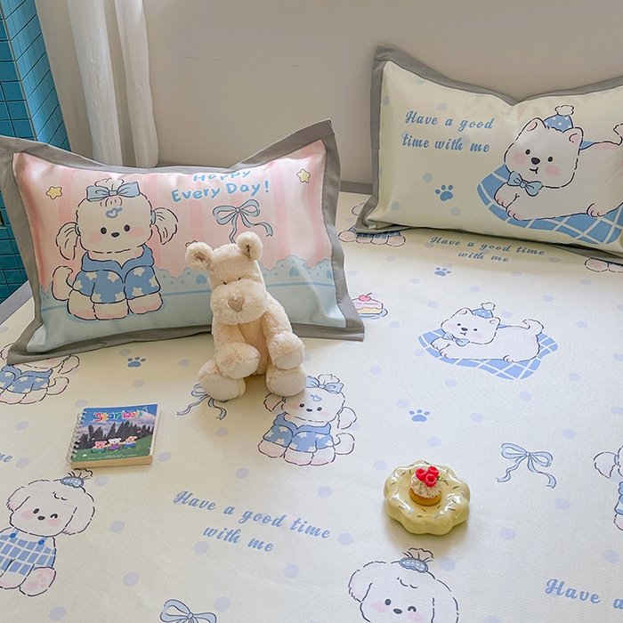 91家纺网 家纺一手货源 找家纺 沐慕 2025新款时尚数码印花600D冰丝凉席系列 冰丝-小奶狗