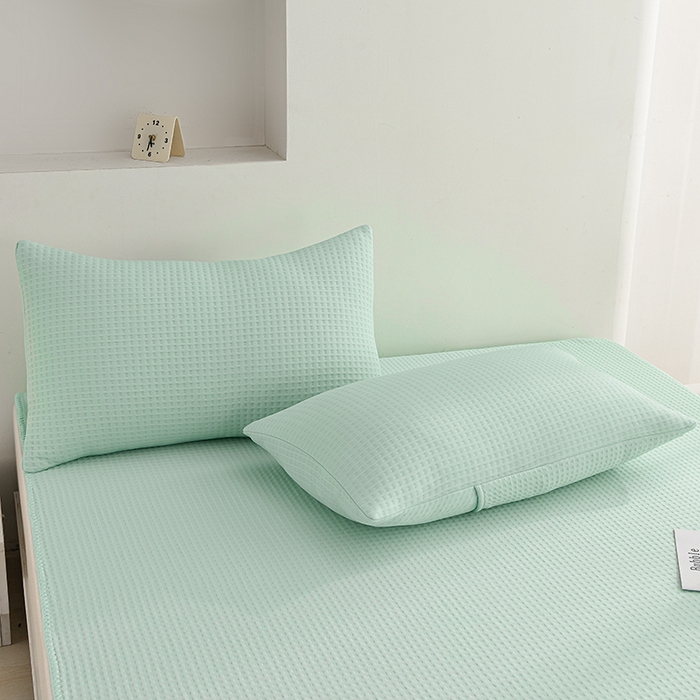 91家纺网 家纺一手货源 找家纺 圣楚家纺 2025春夏新款清凉华夫格夏被夏凉被空调被 清凉水绿