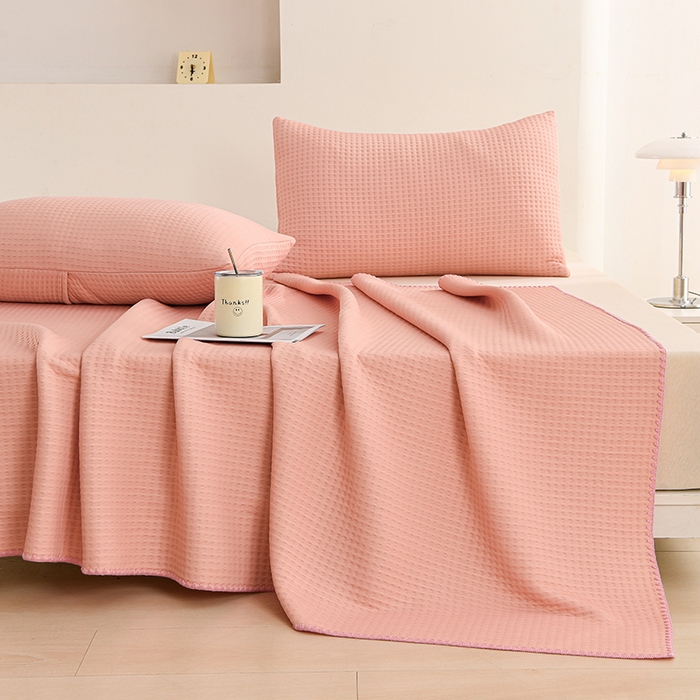 91家纺网 家纺一手货源 找家纺 圣楚家纺 2025春夏新款清凉华夫格夏被夏凉被空调被 清凉粉玉