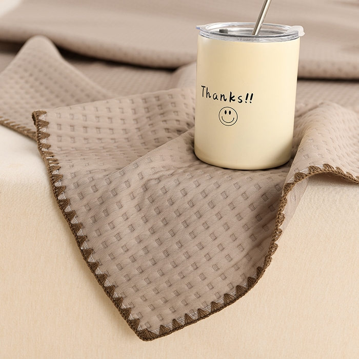 91家纺网 家纺一手货源 找家纺 圣楚家纺 2025春夏新款清凉华夫格夏被夏凉被空调被 清凉浅咖