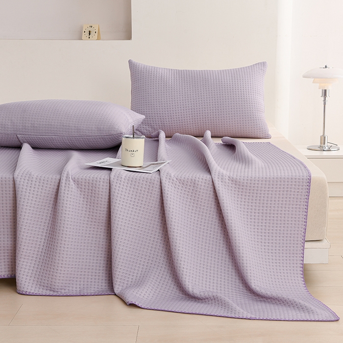 91家纺网 家纺一手货源 找家纺 圣楚家纺 2025春夏新款清凉华夫格夏被夏凉被空调被 清凉浅紫