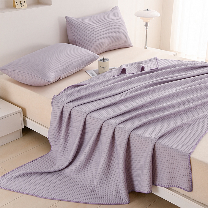 91家纺网 家纺一手货源 找家纺 圣楚家纺 2025春夏新款清凉华夫格夏被夏凉被空调被 清凉浅紫